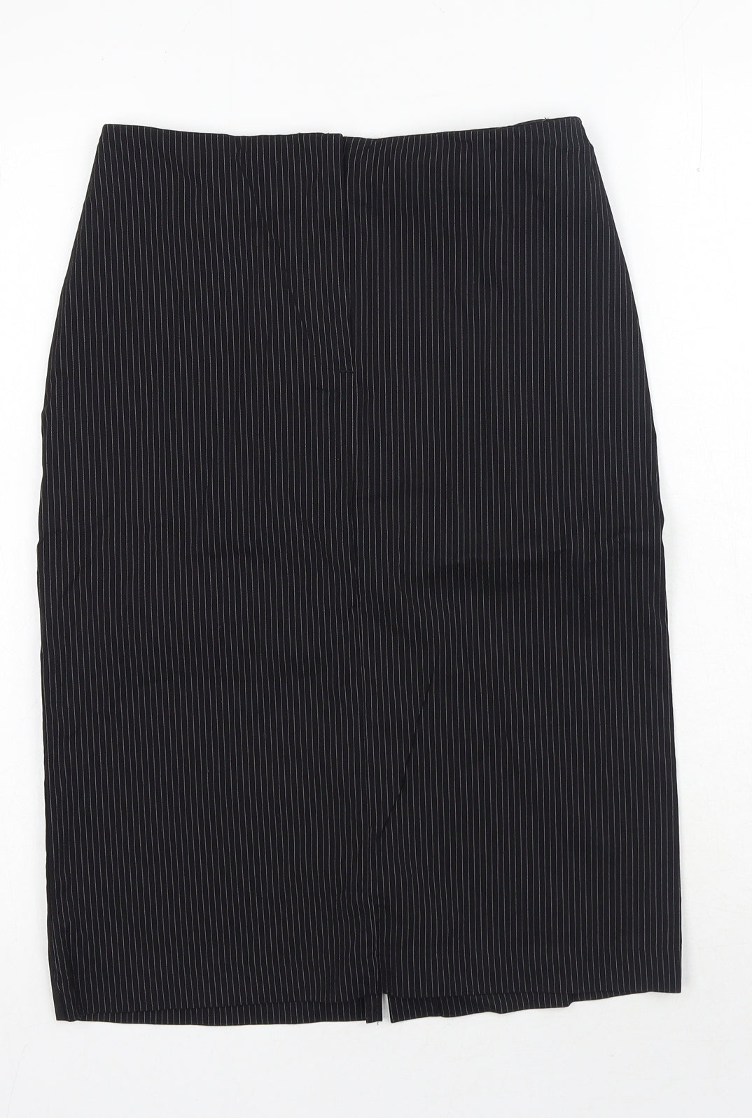 Mint Velvet Womens Black Striped Cotton Straight & Pencil Skirt Size 8 Zip