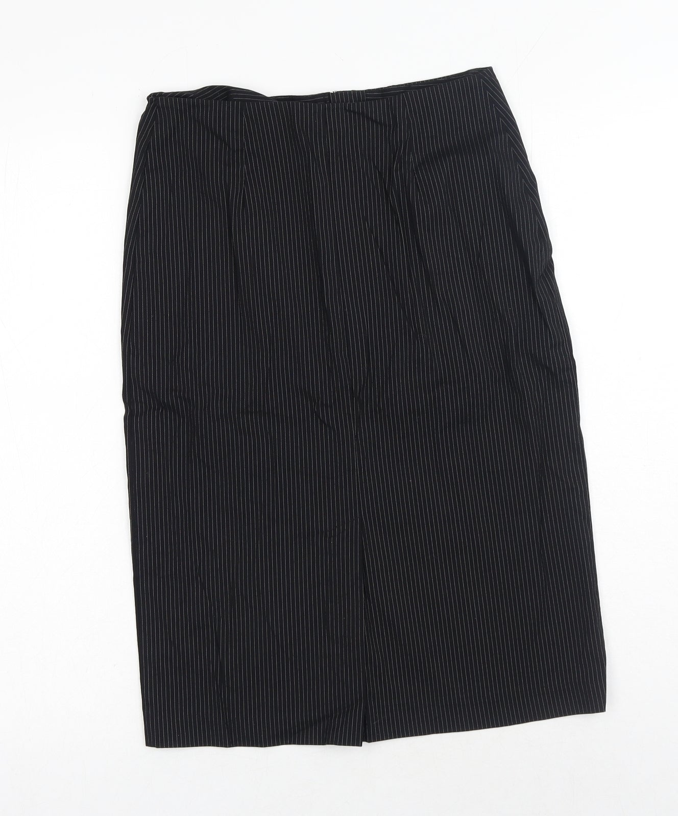 Mint Velvet Womens Black Striped Cotton Straight & Pencil Skirt Size 8 Zip