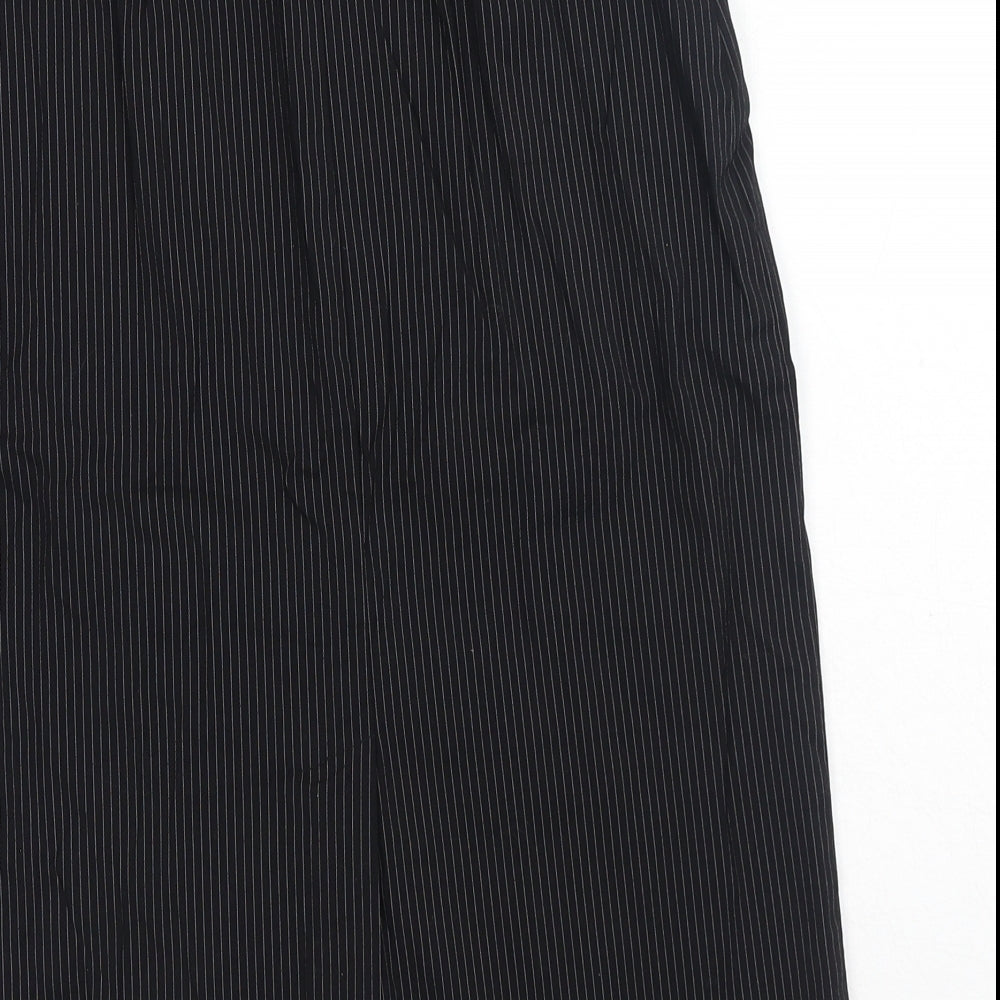 Mint Velvet Womens Black Striped Cotton Straight & Pencil Skirt Size 8 Zip