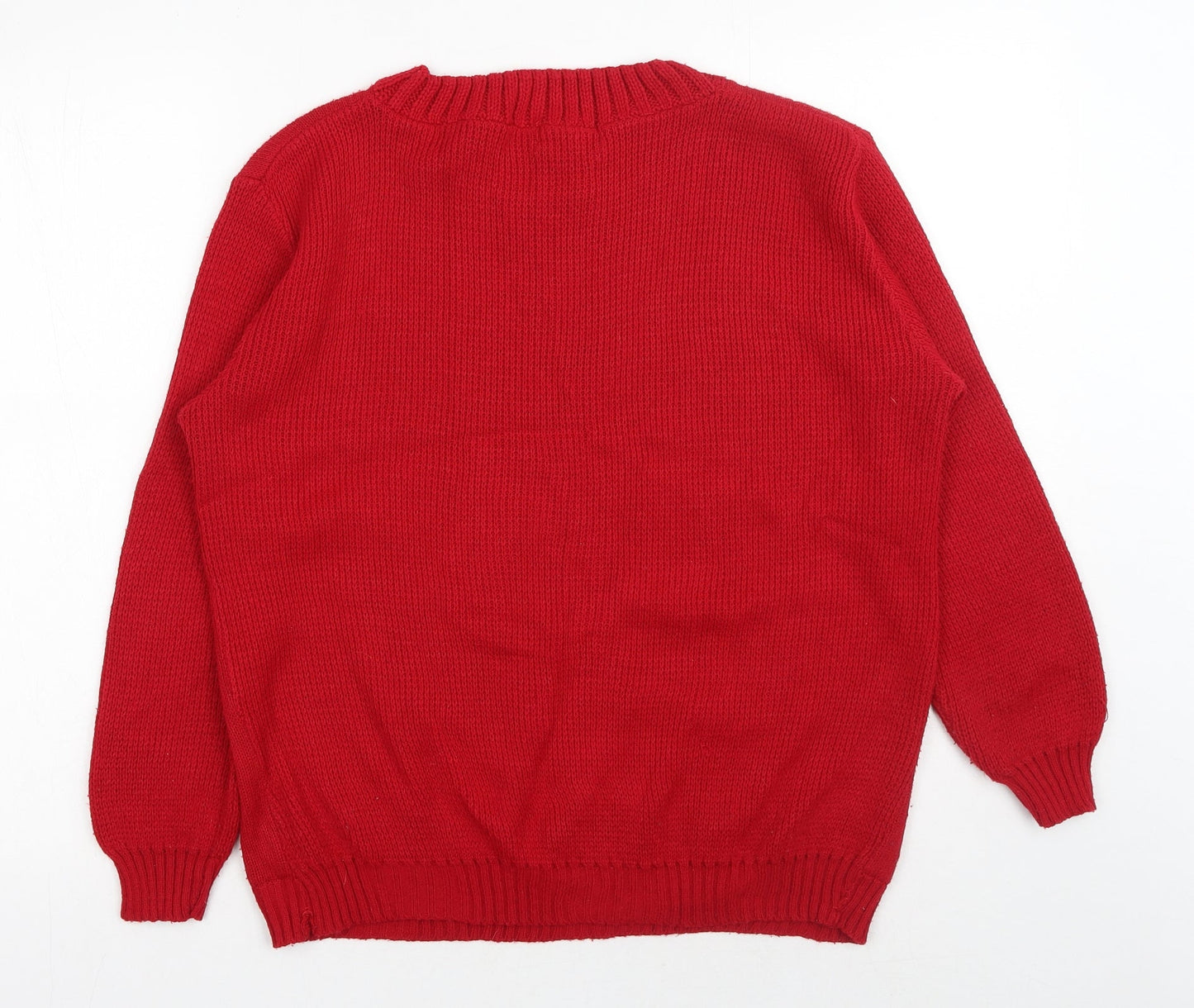 why not? Womens Red Round Neck Acrylic Pullover Jumper Size M - Christmas Penguin