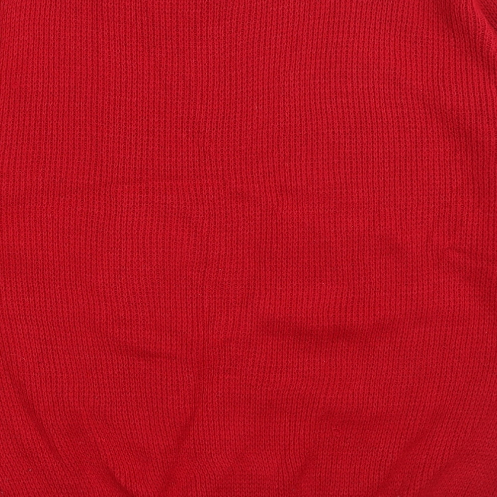 why not? Womens Red Round Neck Acrylic Pullover Jumper Size M - Christmas Penguin