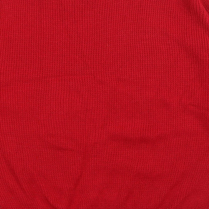 why not? Womens Red Round Neck Acrylic Pullover Jumper Size M - Christmas Penguin