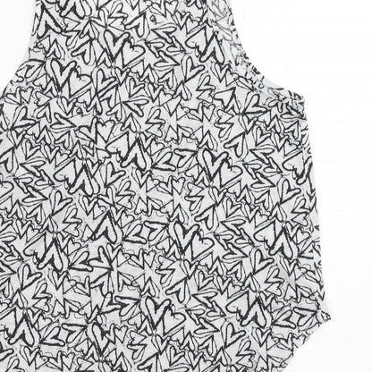 Primark Womens Black Geometric Polyester Basic Tank Size 10 Scoop Neck - Hearts