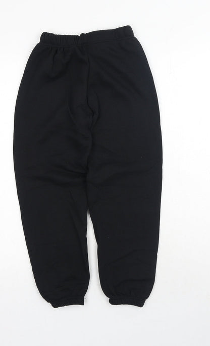 Preworn Boys Black Cotton Sweatpants Trousers Size 9-10 Years Regular Drawstring