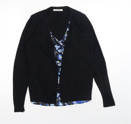 George Womens Black V-Neck Viscose Cardigan Jumper Size 8