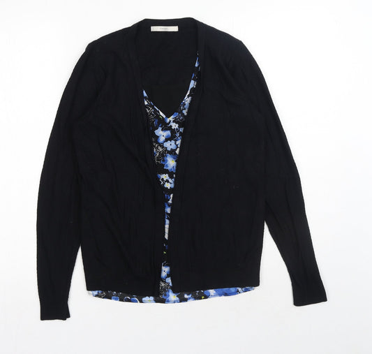 George Womens Black V-Neck Viscose Cardigan Jumper Size 8