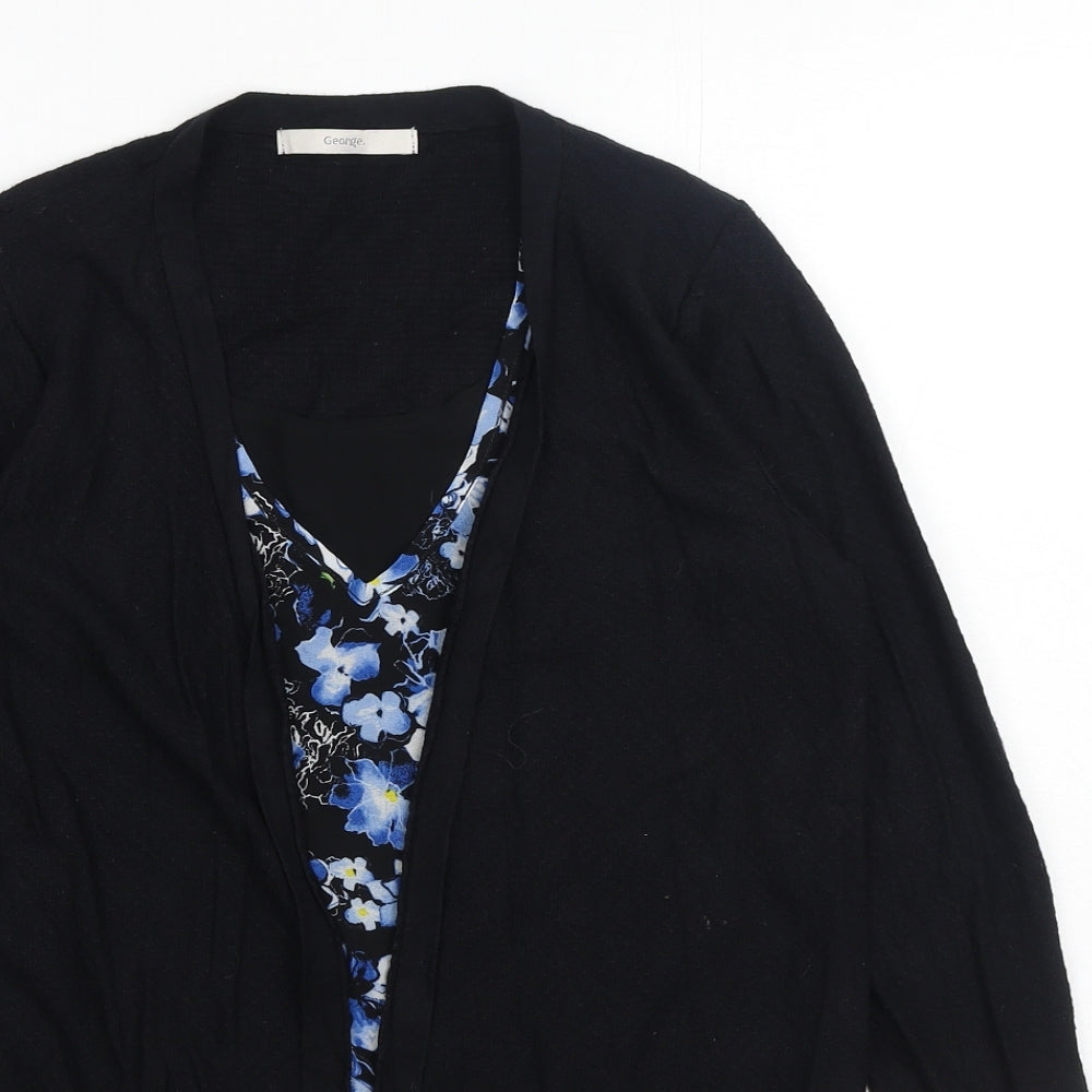 George Womens Black V-Neck Viscose Cardigan Jumper Size 8