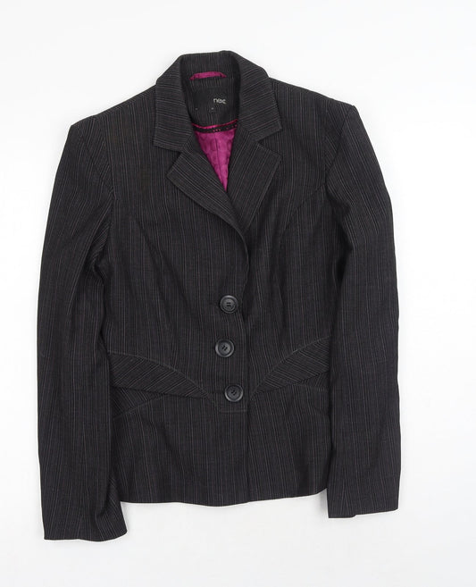 NEXT Womens Grey Striped Polyester Jacket Blazer Size 12