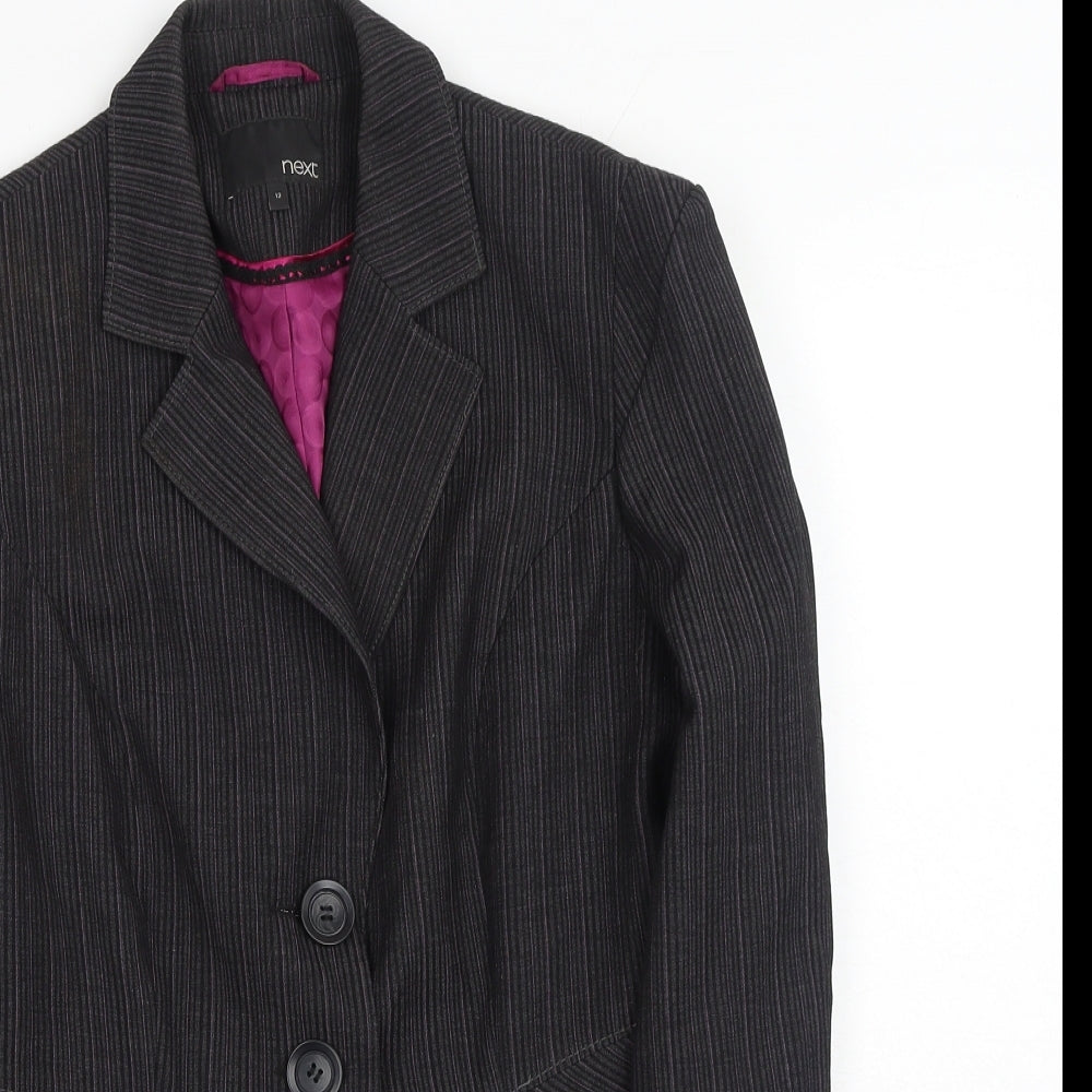 NEXT Womens Grey Striped Polyester Jacket Blazer Size 12