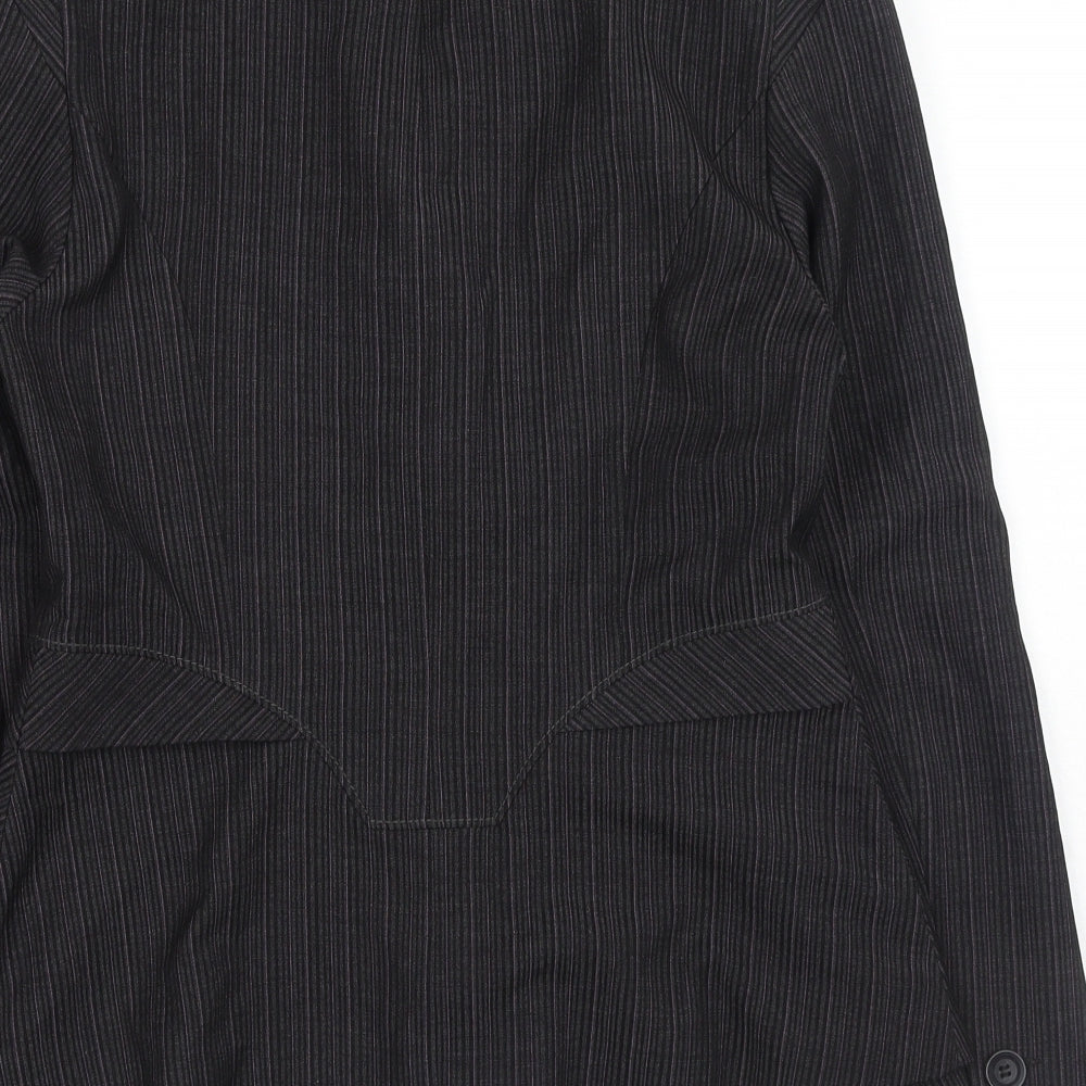 NEXT Womens Grey Striped Polyester Jacket Blazer Size 12
