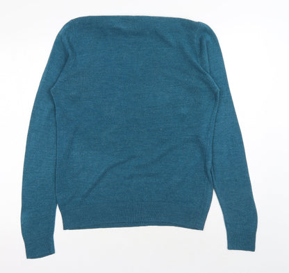 Cedar Wood State Mens Blue Round Neck Acrylic Pullover Jumper Size M Long Sleeve