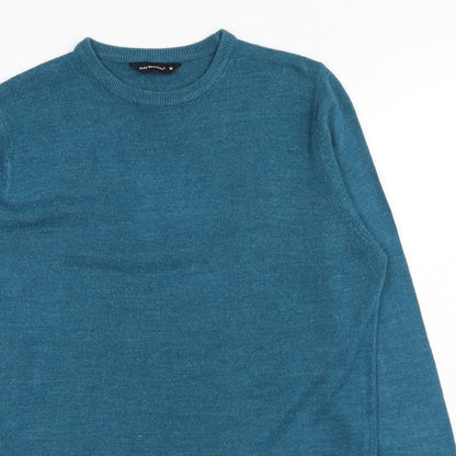 Cedar Wood State Mens Blue Round Neck Acrylic Pullover Jumper Size M Long Sleeve