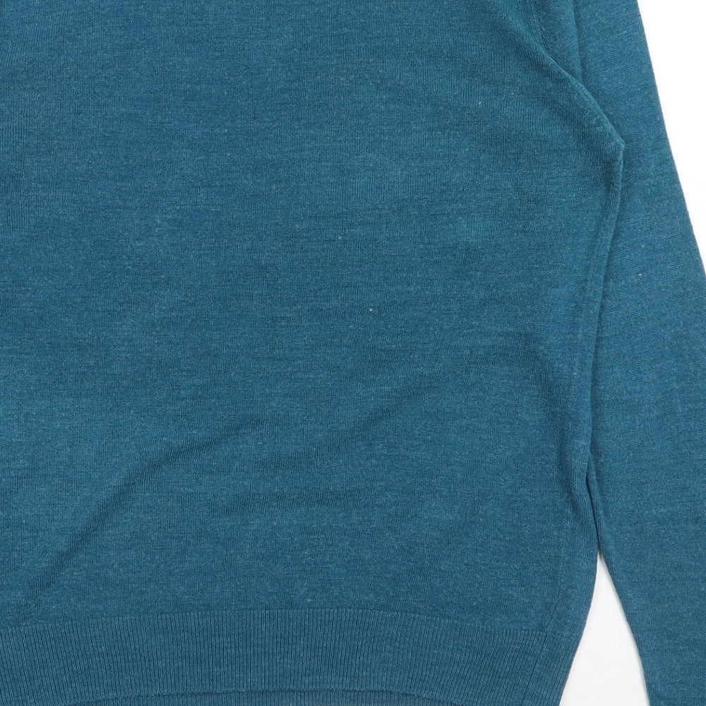 Cedar Wood State Mens Blue Round Neck Acrylic Pullover Jumper Size M Long Sleeve