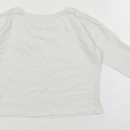 TU Girls White 100% Cotton Basic T-Shirt Size 3 Years Round Neck Pullover - Smiley face