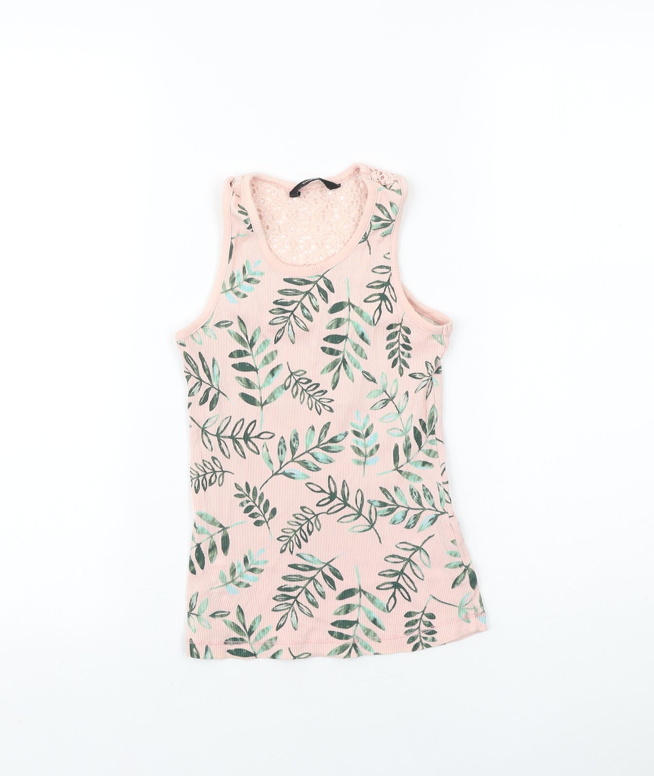 George Girls Pink Geometric 100% Cotton Basic Tank Size 7-8 Years Scoop Neck Pullover