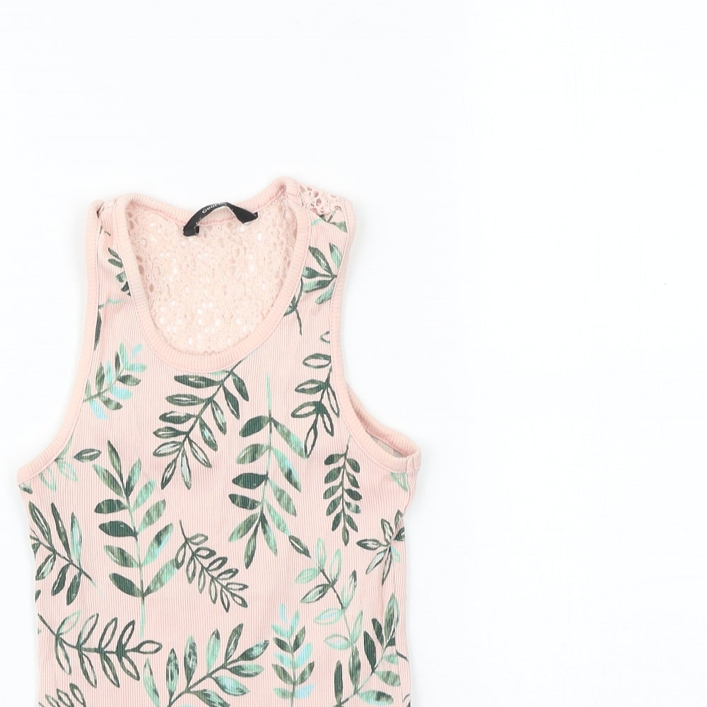 George Girls Pink Geometric 100% Cotton Basic Tank Size 7-8 Years Scoop Neck Pullover