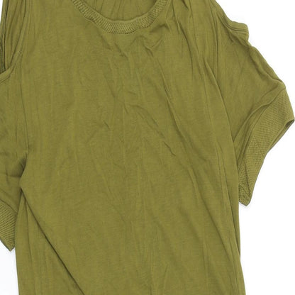 NEXT Womens Green Viscose T-Shirt Dress Size 10 Boat Neck Pullover - Cold Shoulder