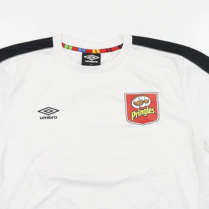 Umbro Mens Silver Polyester Basic T-Shirt Size S Round Neck Pullover