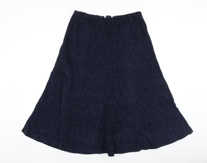 Classic Womens Blue Geometric Viscose Swing Skirt Size 31 in