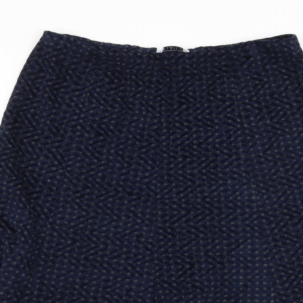 Classic Womens Blue Geometric Viscose Swing Skirt Size 31 in