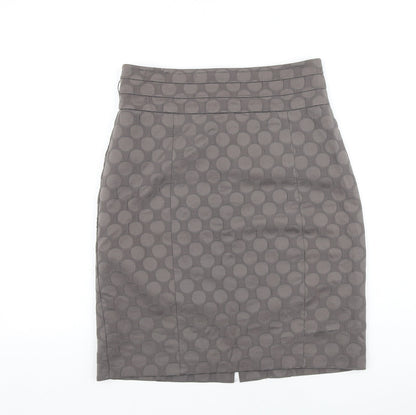 H&M Womens Grey Polka Dot Polyester Straight & Pencil Skirt Size S Zip