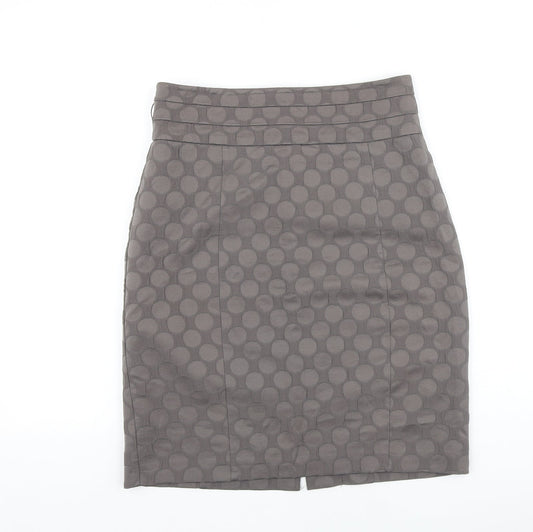 H&M Womens Grey Polka Dot Polyester Straight & Pencil Skirt Size S Zip