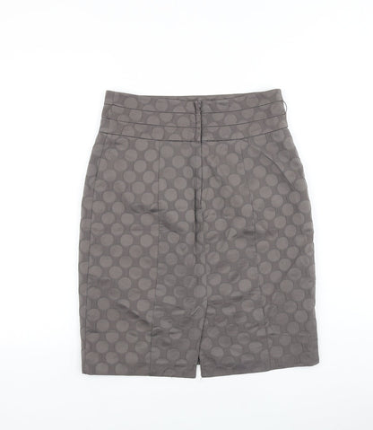 H&M Womens Grey Polka Dot Polyester Straight & Pencil Skirt Size S Zip