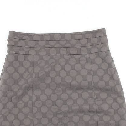 H&M Womens Grey Polka Dot Polyester Straight & Pencil Skirt Size S Zip