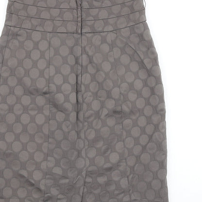 H&M Womens Grey Polka Dot Polyester Straight & Pencil Skirt Size S Zip