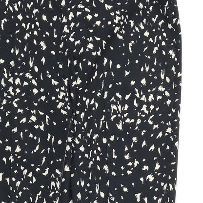 Warehouse Womens Black Geometric Cotton Trousers Size 10 L28 in Regular