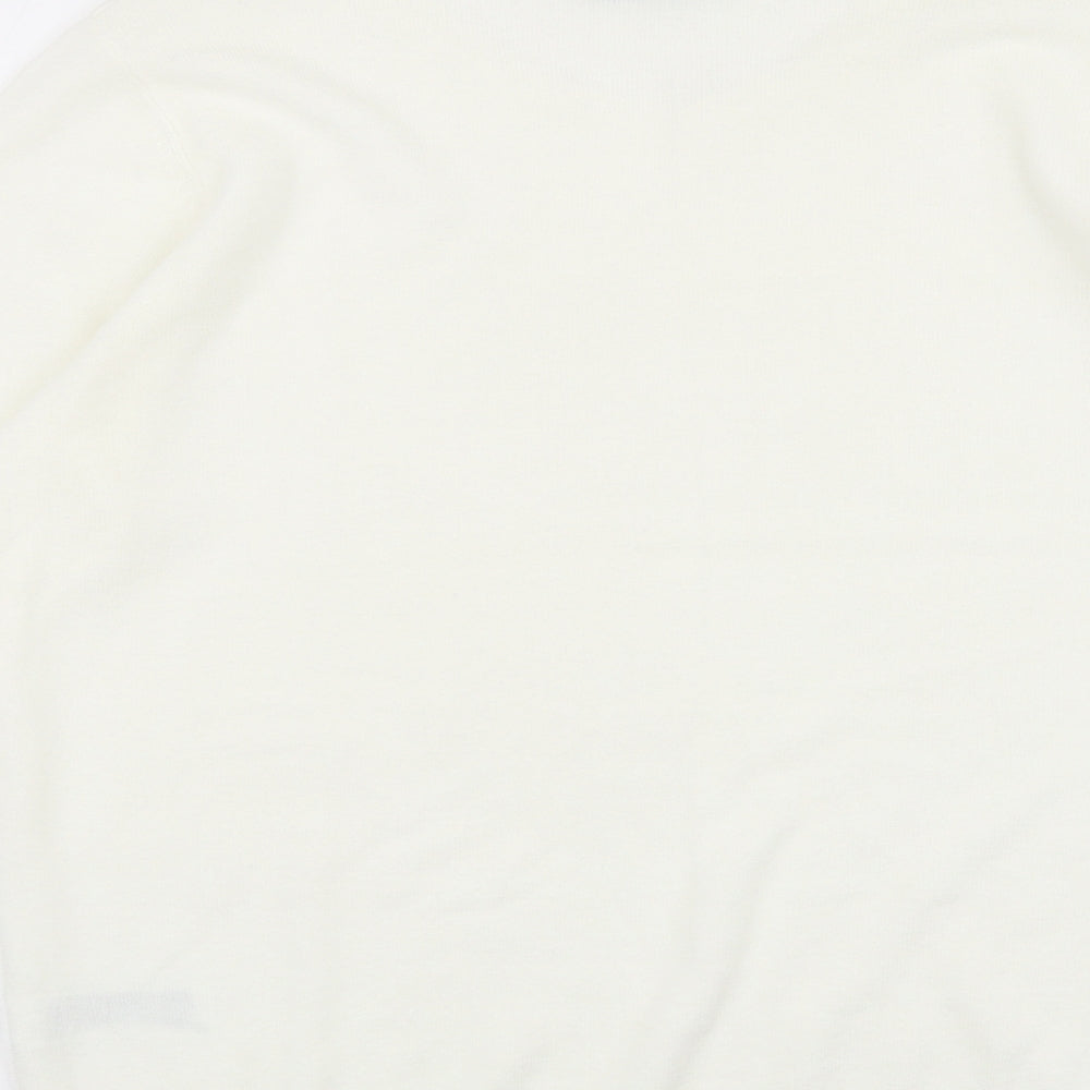 BHS Womens White Round Neck 100% Cotton Pullover Jumper Size 14