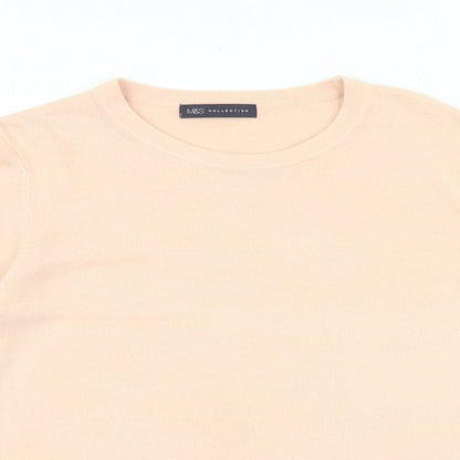 Marks and Spencer Womens Pink Round Neck 100% Cotton Pullover Jumper Size 14