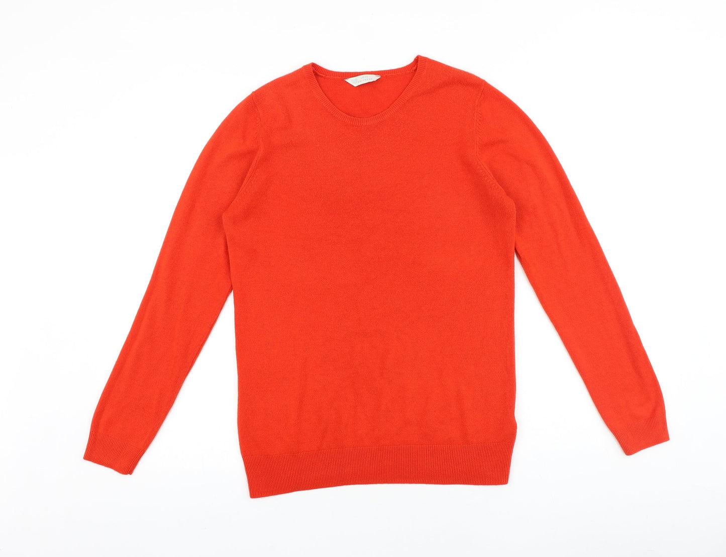 BHS Womens Red Round Neck 100% Cotton Pullover Jumper Size 14