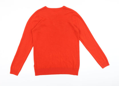 BHS Womens Red Round Neck 100% Cotton Pullover Jumper Size 14
