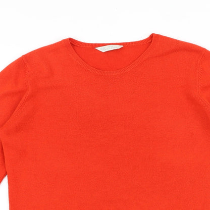 BHS Womens Red Round Neck 100% Cotton Pullover Jumper Size 14