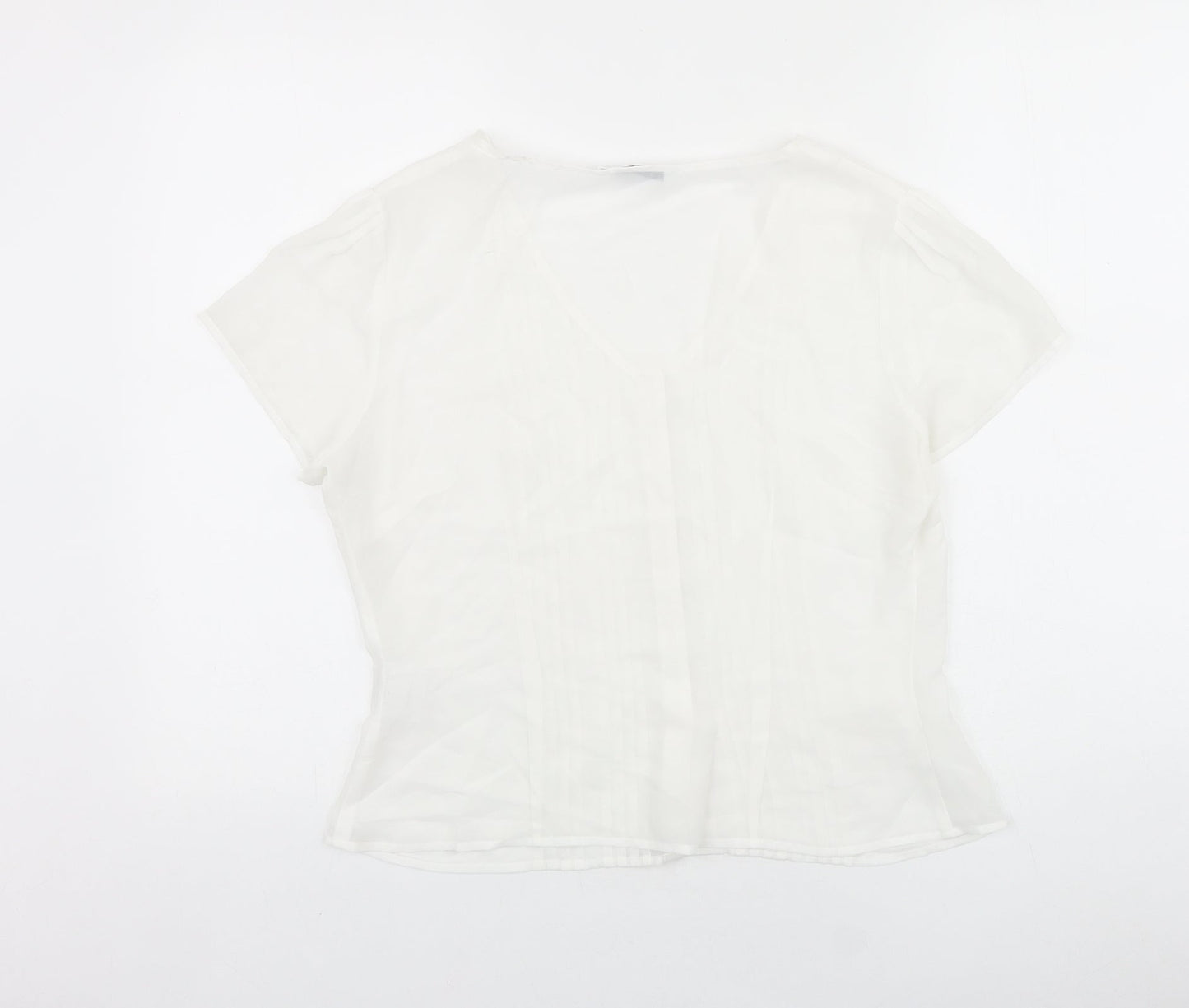 Precis Womens White Polyester Basic Blouse Size 12 V-Neck
