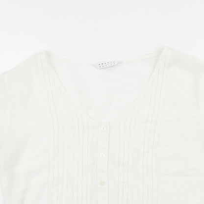 Precis Womens White Polyester Basic Blouse Size 12 V-Neck