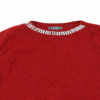 Primark Womens Purple Round Neck Acrylic Pullover Jumper Size M