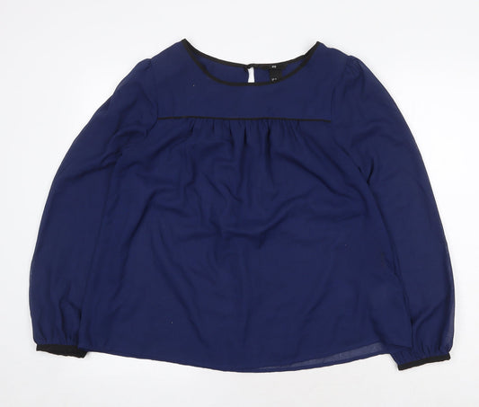Womens UK Size 10 H&M Blue Basic Blouse