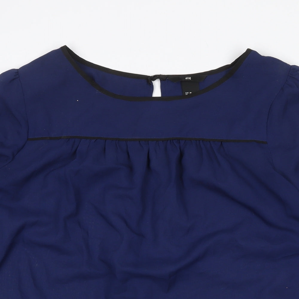 Womens UK Size 10 H&M Blue Basic Blouse