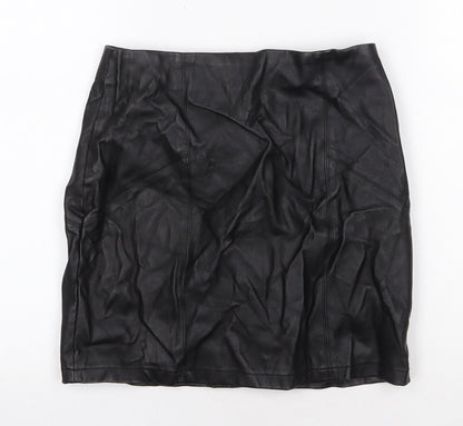 ASOS Womens Black Polyurethane Bandage Skirt Size 8 Zip