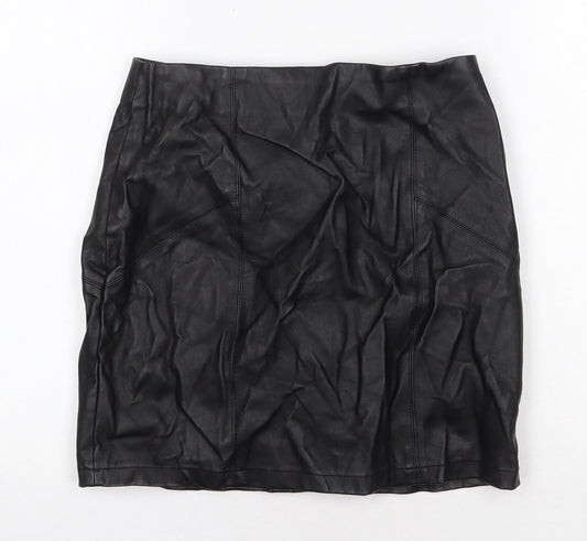 ASOS Womens Black Polyurethane Bandage Skirt Size 8 Zip