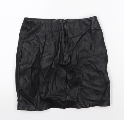 ASOS Womens Black Polyurethane Bandage Skirt Size 8 Zip