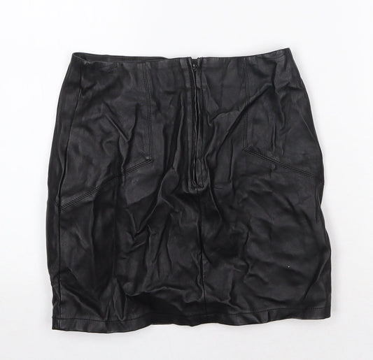 ASOS Womens Black Polyurethane Bandage Skirt Size 8 Zip