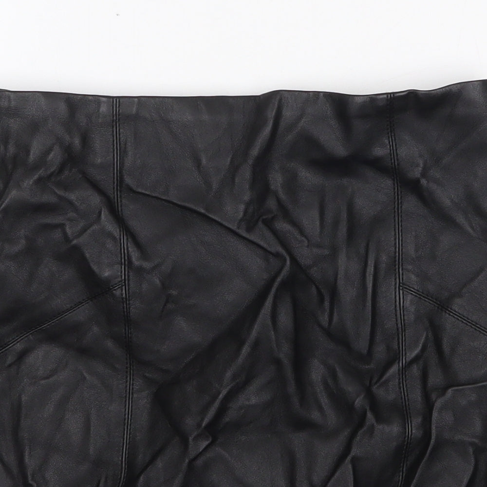 ASOS Womens Black Polyurethane Bandage Skirt Size 8 Zip