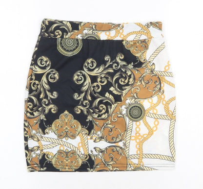 Boohoo Womens Multicoloured Geometric Polyester Bandage Skirt Size 10