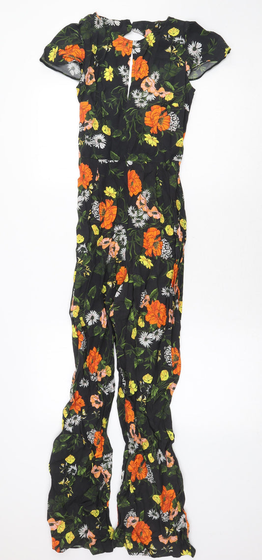 Miss Selfridge Womens Multicoloured Floral Viscose Jumpsuit One-Piece Size 4 Zip