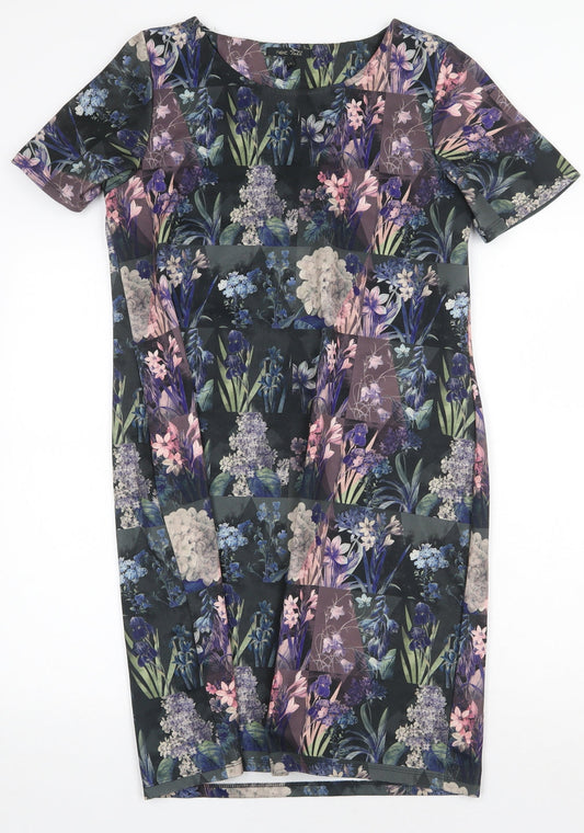 NEXT Womens Multicoloured Floral Polyester Shift Size 14 Boat Neck Pullover