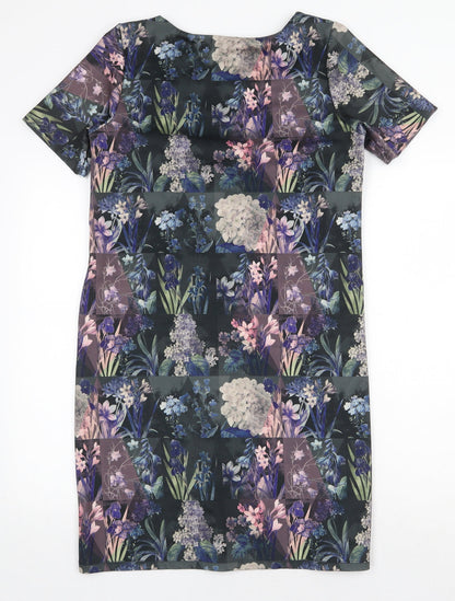 NEXT Womens Multicoloured Floral Polyester Shift Size 14 Boat Neck Pullover