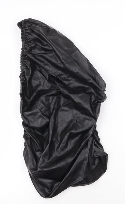 Zara Womens Black Polyester Mini Size S One Shoulder Zip